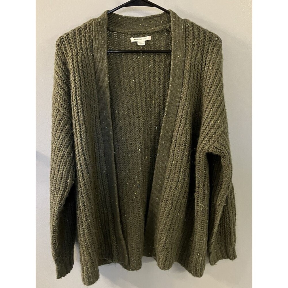 American Eagle Womens Open Front Cardigan Green Speckled Size XS